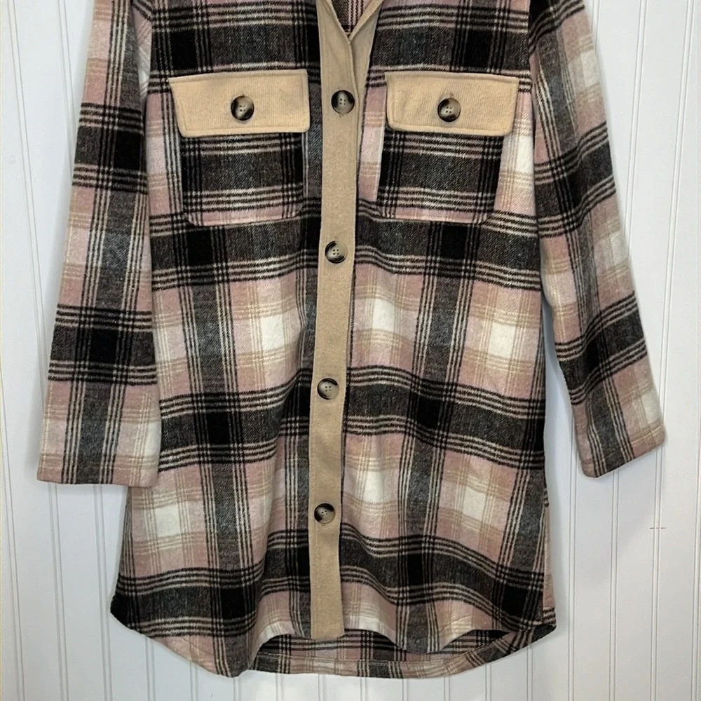 Melloday Long Button Up Shacket Size Medium - Picture 3 of 10
